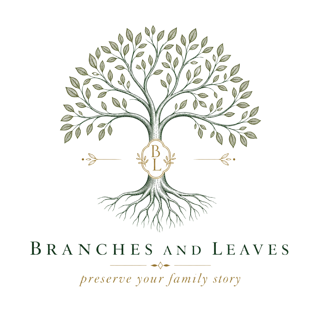 Branches and Leaves logo — a B&L botanical monogram with hand-drawn leaves